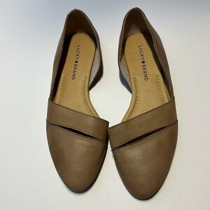 Lucky Brand Womens Ashena Taupe Leather D'Orsay Flats Size 8.5